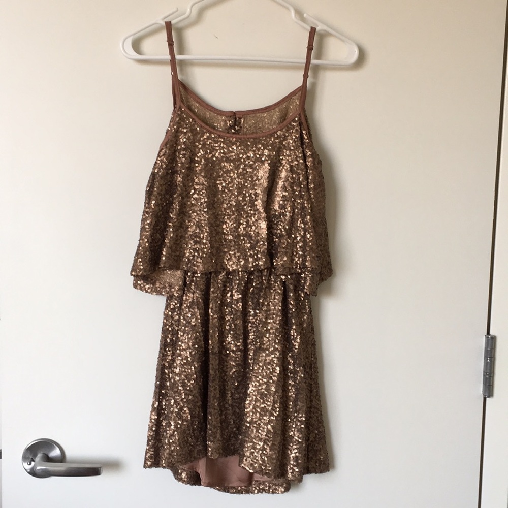 FREE PEOPLE BRONZE SEQUIN PARTY DRESS